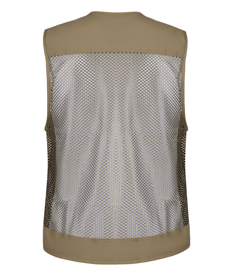 Herren Angelweste Mesh Ärmellos Multi-Tasche Reißverschluss Militär Jagdjacke | D210N738