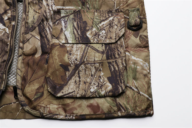 Herren Angelweste Mesh Ärmellos Multi-Tasche Reißverschluss Militär Jagdjacke | D210N738