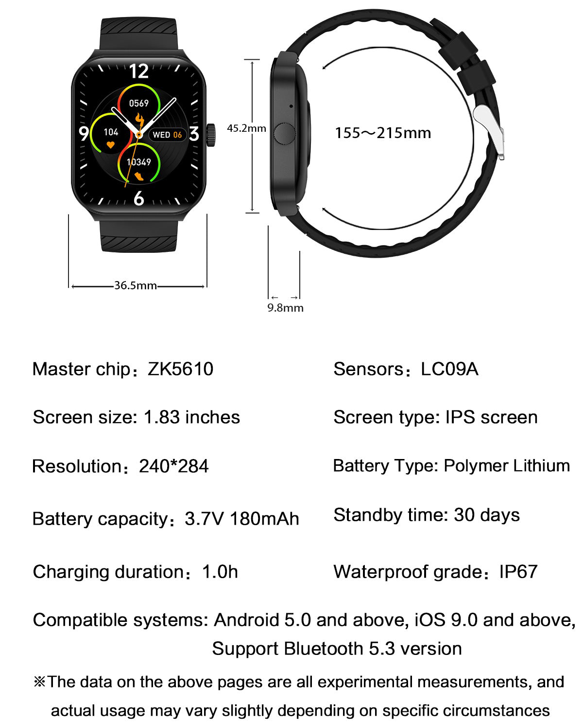 Smartwatch-Armband mit Bluetooth-Anruf, Gesundheitsüberwachung und Sport-Tracker für Männer und Frauen | Z88