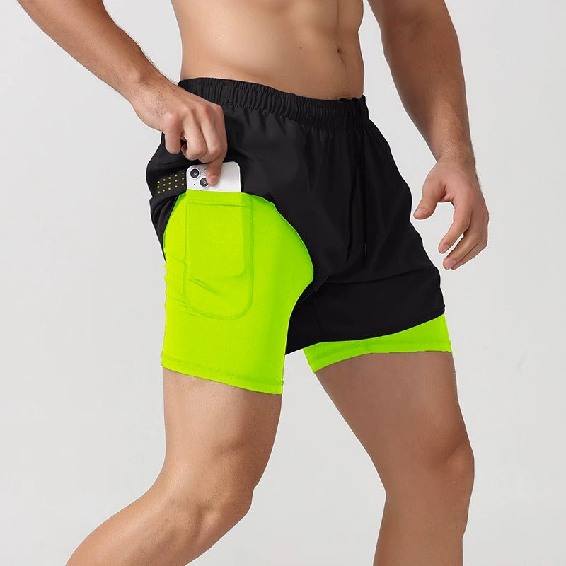 3/4-Laufshorts für Herren – schnelltrocknende, rutschfeste, doppellagige Gym- und Marathon-Shorts | DK22001&WDK22001