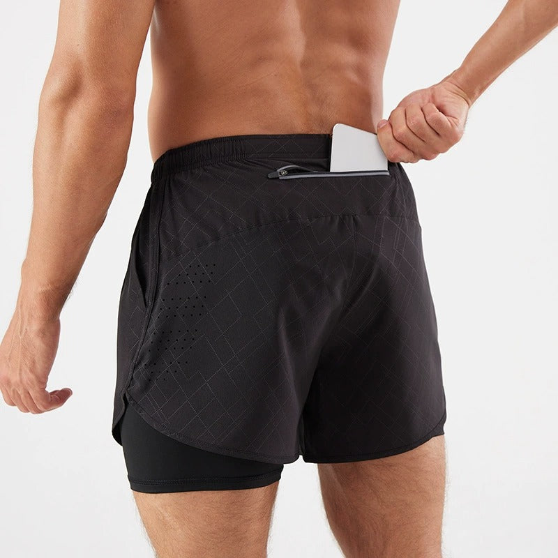 3/4-Laufshorts für Herren – schnelltrocknende, rutschfeste, doppellagige Gym- und Marathon-Shorts | DK22001&WDK22001
