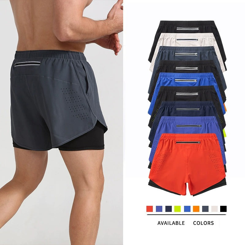 3/4-Laufshorts für Herren – schnelltrocknende, rutschfeste, doppellagige Gym- und Marathon-Shorts | DK22001&WDK22001