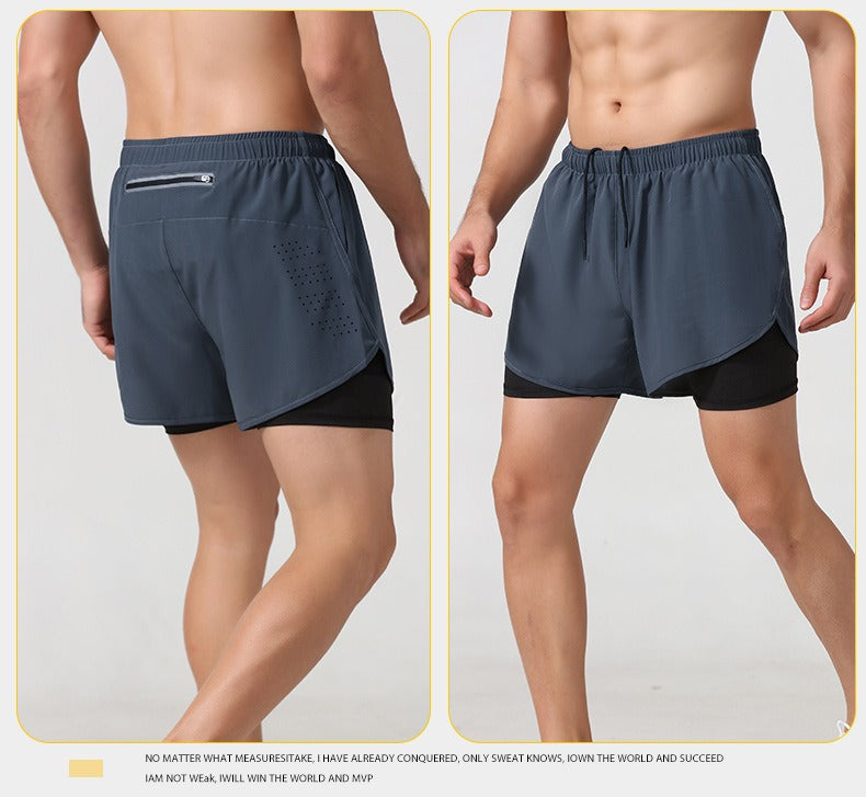 3/4-Laufshorts für Herren – schnelltrocknende, rutschfeste, doppellagige Gym- und Marathon-Shorts | DK22001&WDK22001