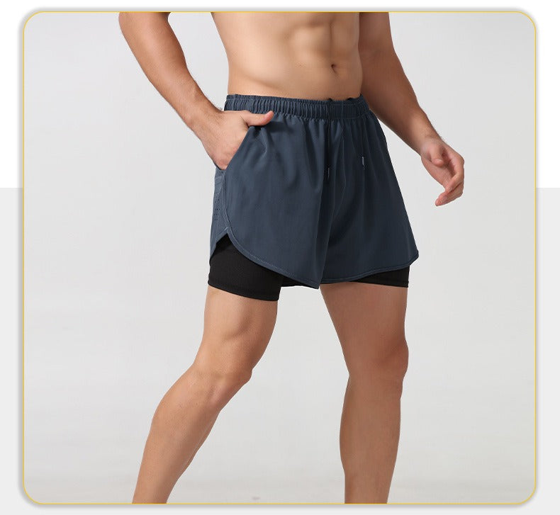 3/4-Laufshorts für Herren – schnelltrocknende, rutschfeste, doppellagige Gym- und Marathon-Shorts | DK22001&WDK22001