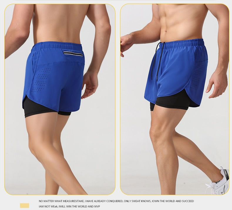 3/4-Laufshorts für Herren – schnelltrocknende, rutschfeste, doppellagige Gym- und Marathon-Shorts | DK22001&WDK22001