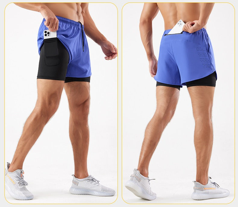 3/4-Laufshorts für Herren – schnelltrocknende, rutschfeste, doppellagige Gym- und Marathon-Shorts | DK22001&WDK22001