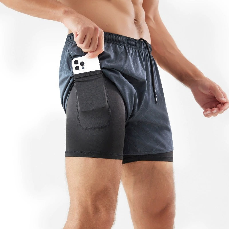 3/4-Laufshorts für Herren – schnelltrocknende, rutschfeste, doppellagige Gym- und Marathon-Shorts | DK22001&WDK22001