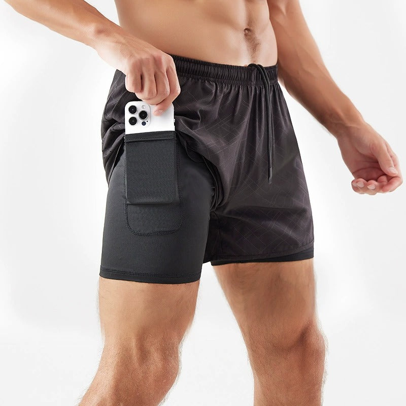 3/4-Laufshorts für Herren – schnelltrocknende, rutschfeste, doppellagige Gym- und Marathon-Shorts | DK22001&WDK22001