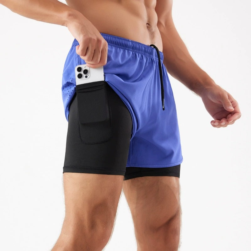 3/4-Laufshorts für Herren – schnelltrocknende, rutschfeste, doppellagige Gym- und Marathon-Shorts | DK22001&WDK22001