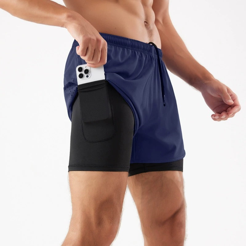 3/4-Laufshorts für Herren – schnelltrocknende, rutschfeste, doppellagige Gym- und Marathon-Shorts | DK22001&WDK22001