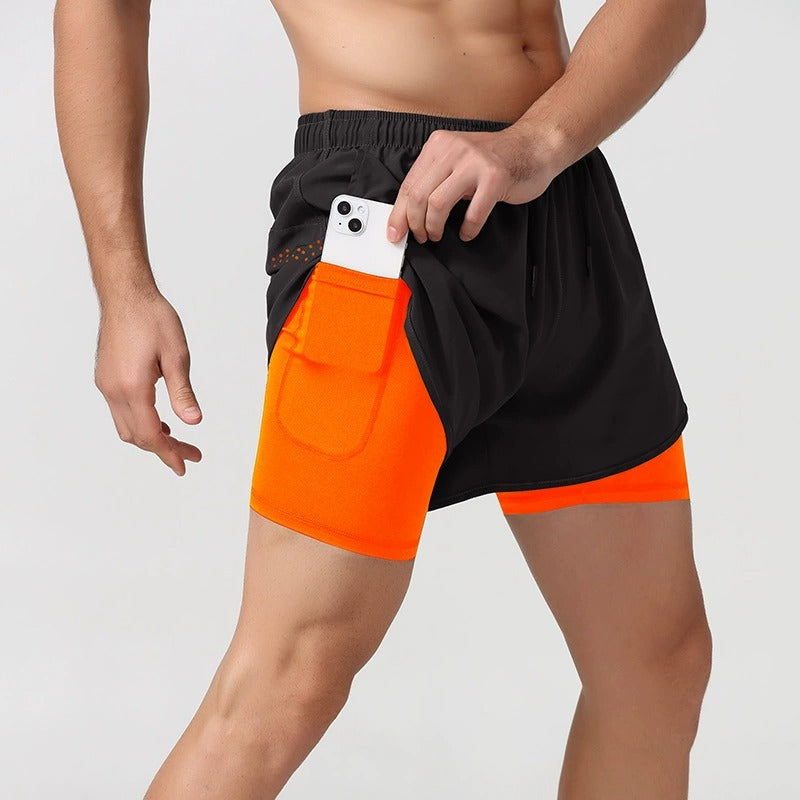 3/4-Laufshorts für Herren – schnelltrocknende, rutschfeste, doppellagige Gym- und Marathon-Shorts | DK22001&WDK22001