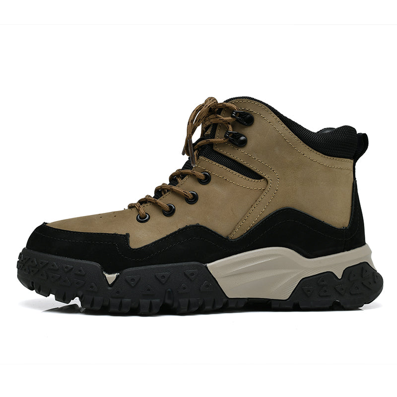 Herren-Arbeitsstiefel aus echtem Leder, Outdoor-Sicherheitsstiefel mit dicker Sohle | 6015