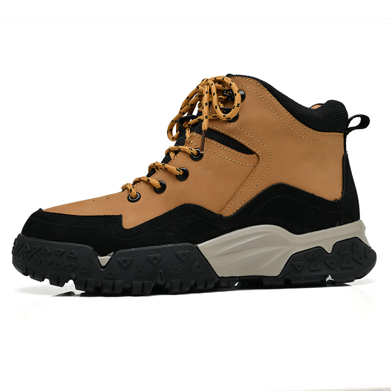 Herren-Arbeitsstiefel aus echtem Leder, Outdoor-Sicherheitsstiefel mit dicker Sohle | 6015