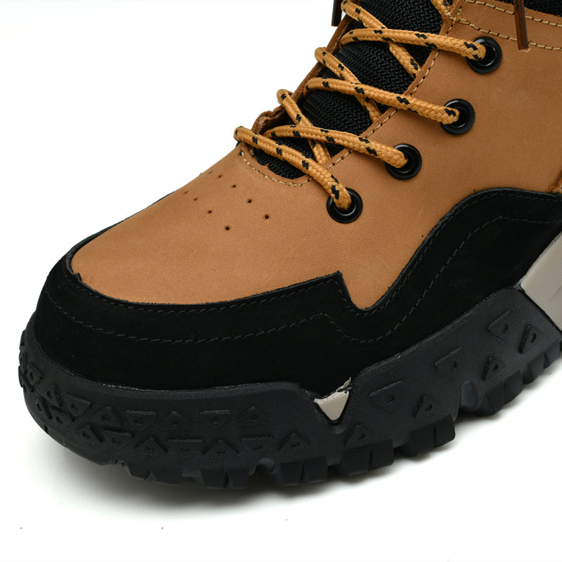 Herren-Arbeitsstiefel aus echtem Leder, Outdoor-Sicherheitsstiefel mit dicker Sohle | 6015