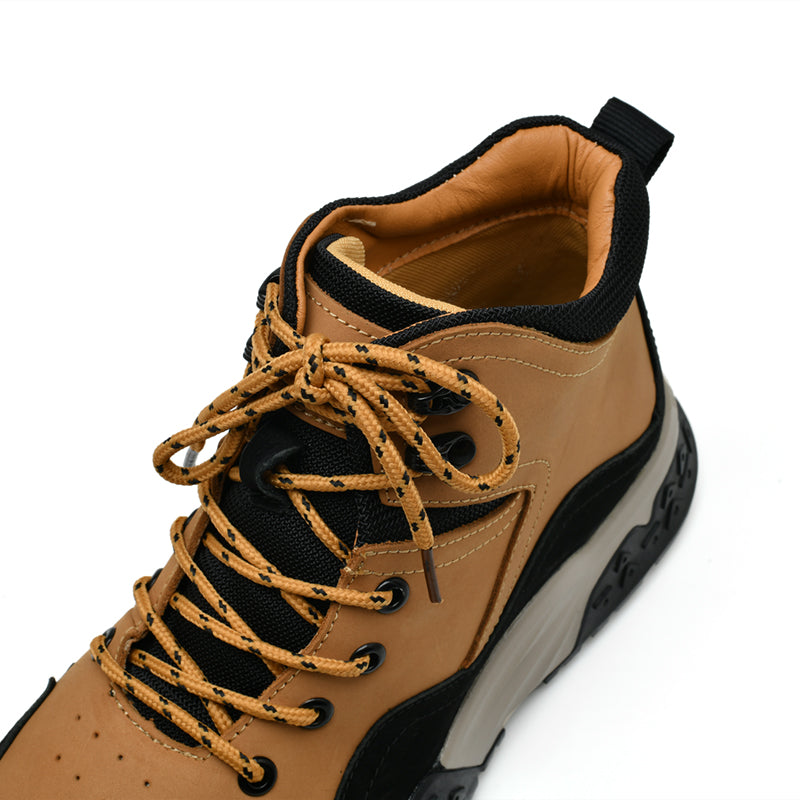 Herren-Arbeitsstiefel aus echtem Leder, Outdoor-Sicherheitsstiefel mit dicker Sohle | 6015