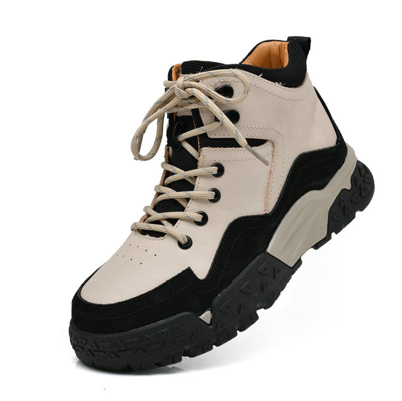 Herren-Arbeitsstiefel aus echtem Leder, Outdoor-Sicherheitsstiefel mit dicker Sohle | 6015