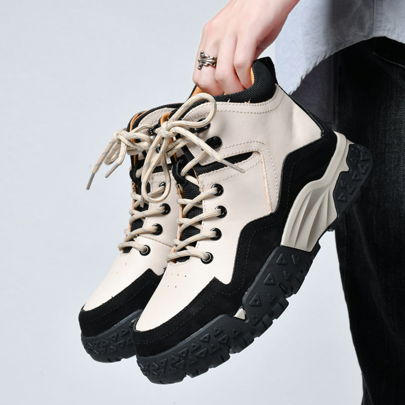 Herren-Arbeitsstiefel aus echtem Leder, Outdoor-Sicherheitsstiefel mit dicker Sohle | 6015