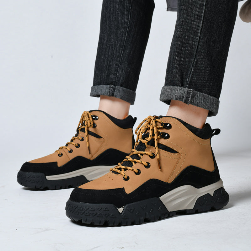 Herren-Arbeitsstiefel aus echtem Leder, Outdoor-Sicherheitsstiefel mit dicker Sohle | 6015