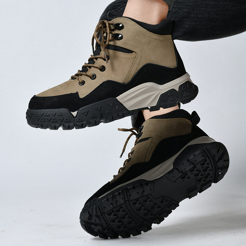 Herren-Arbeitsstiefel aus echtem Leder, Outdoor-Sicherheitsstiefel mit dicker Sohle | 6015