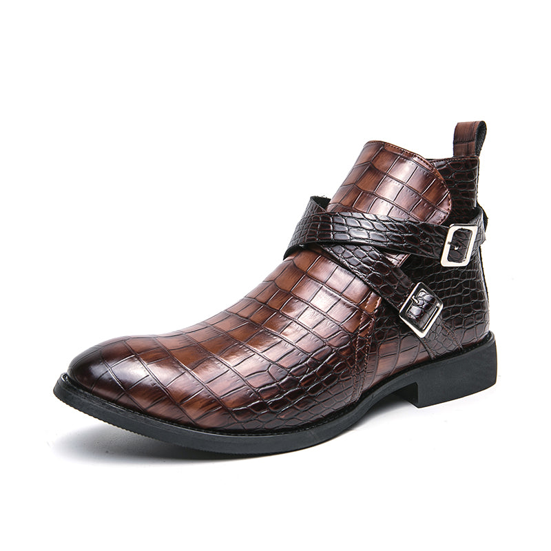 Reißverschluss geprägte High-Top-Lederschuhe Herren Vintage Martin Stiefel | 6805