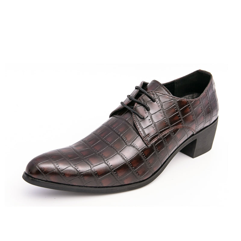 Herrenschuhe mit hohen Absätzen aus Leder – Schnürschuhe für formelle Hochzeiten und Business | 2722