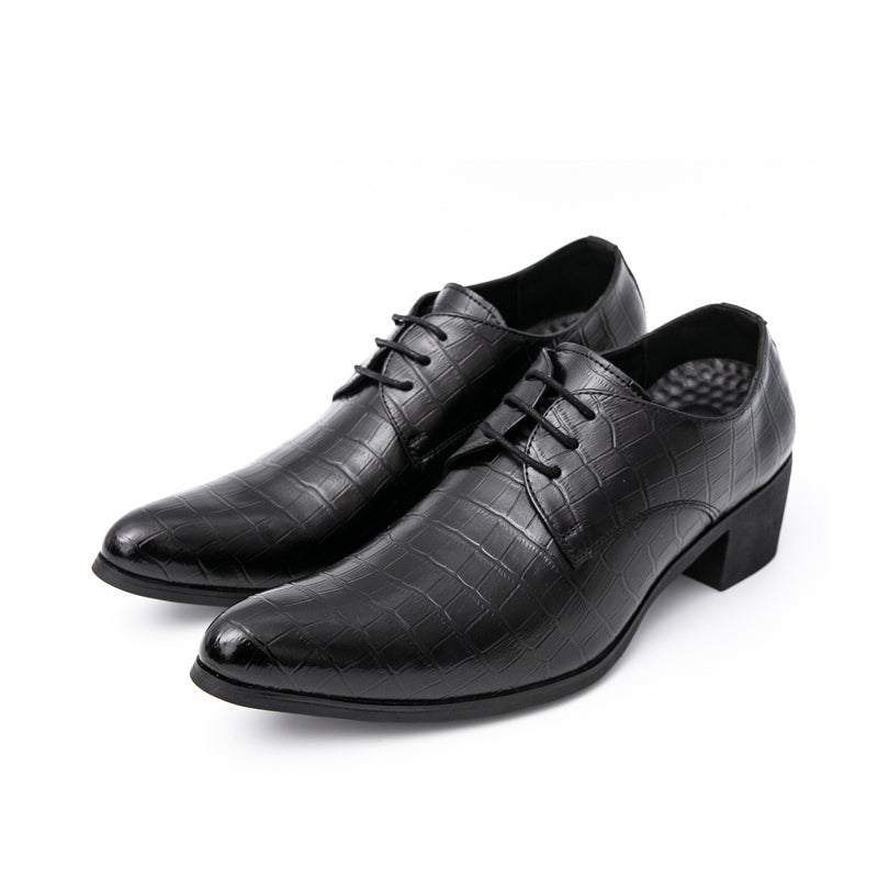 Herrenschuhe mit hohen Absätzen aus Leder – Schnürschuhe für formelle Hochzeiten und Business | 2722