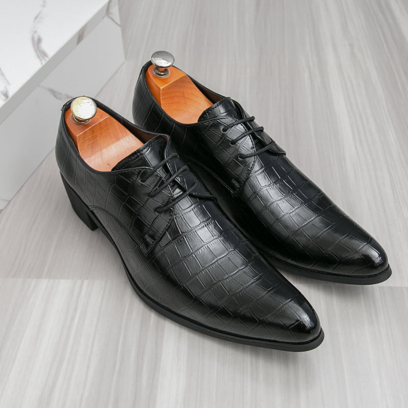 Herrenschuhe mit hohen Absätzen aus Leder – Schnürschuhe für formelle Hochzeiten und Business | 2722