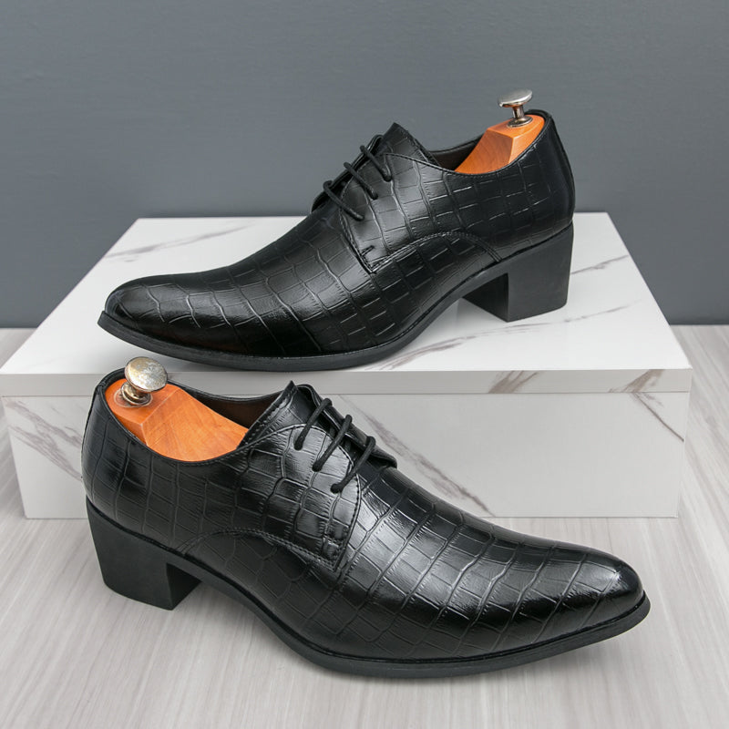 Herrenschuhe mit hohen Absätzen aus Leder – Schnürschuhe für formelle Hochzeiten und Business | 2722