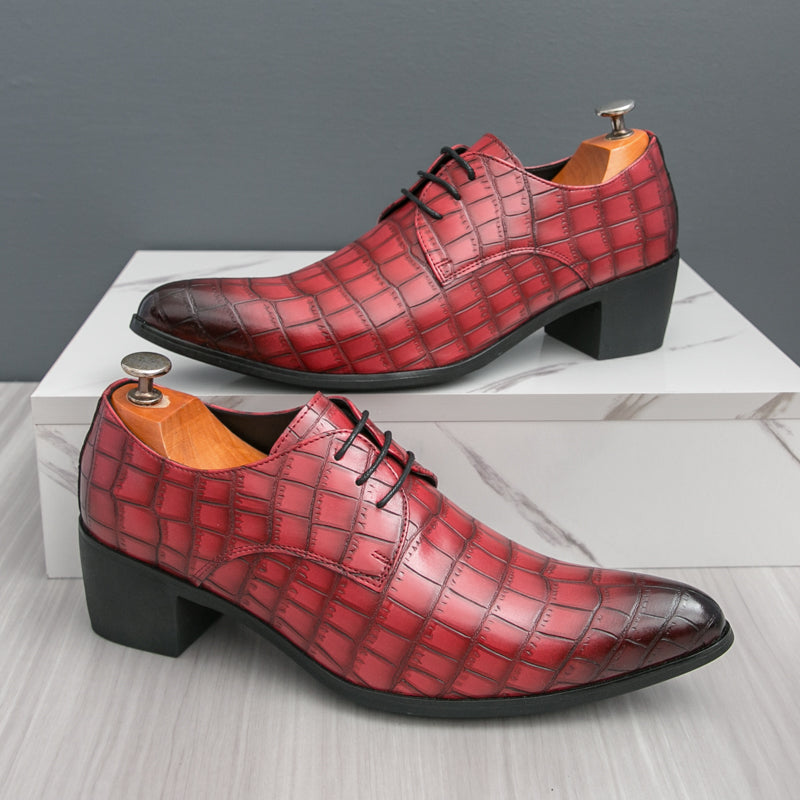 Herrenschuhe mit hohen Absätzen aus Leder – Schnürschuhe für formelle Hochzeiten und Business | 2722