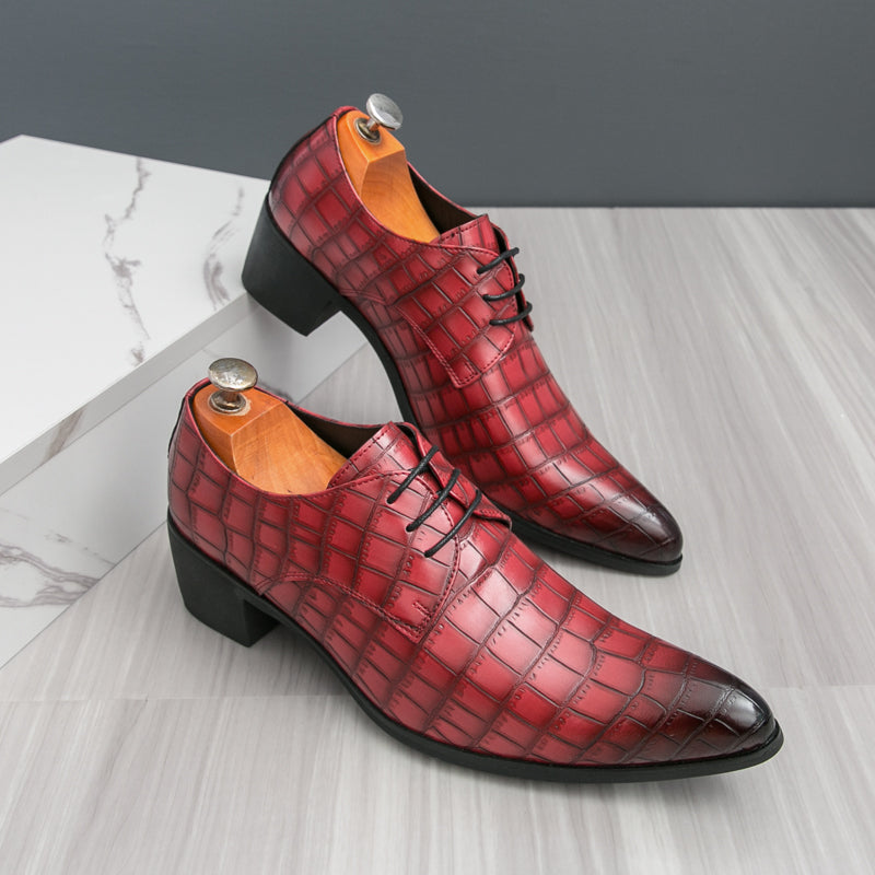 Herrenschuhe mit hohen Absätzen aus Leder – Schnürschuhe für formelle Hochzeiten und Business | 2722