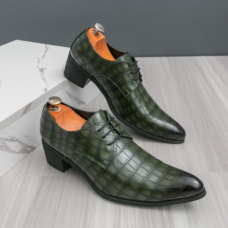 Herrenschuhe mit hohen Absätzen aus Leder – Schnürschuhe für formelle Hochzeiten und Business | 2722
