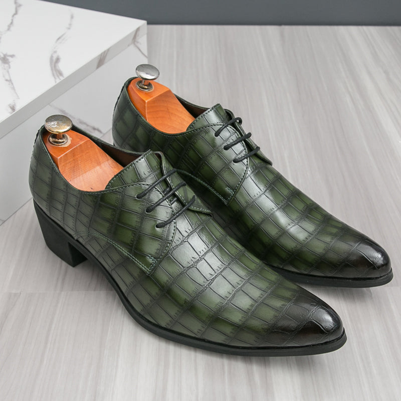 Herrenschuhe mit hohen Absätzen aus Leder – Schnürschuhe für formelle Hochzeiten und Business | 2722