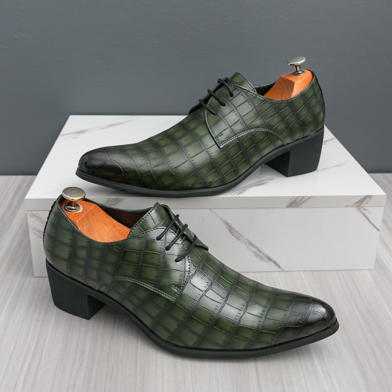 Herrenschuhe mit hohen Absätzen aus Leder – Schnürschuhe für formelle Hochzeiten und Business | 2722