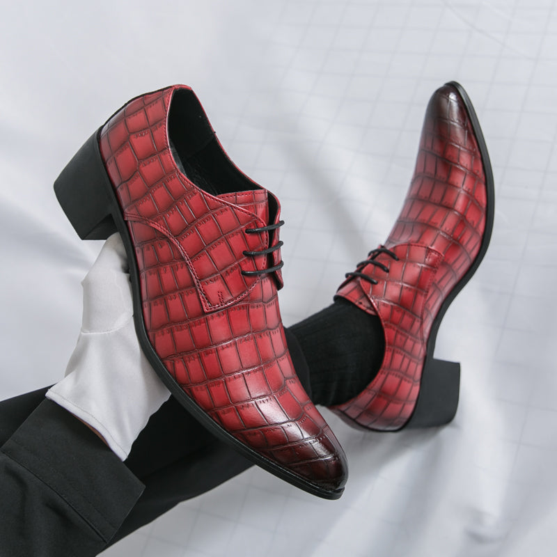 Herrenschuhe mit hohen Absätzen aus Leder – Schnürschuhe für formelle Hochzeiten und Business | 2722