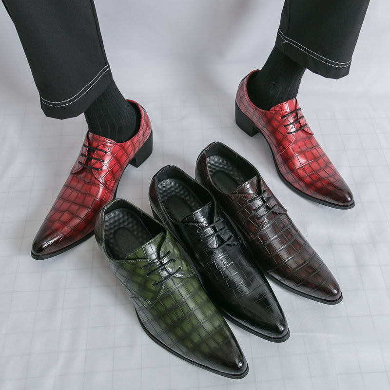 Herrenschuhe mit hohen Absätzen aus Leder – Schnürschuhe für formelle Hochzeiten und Business | 2722