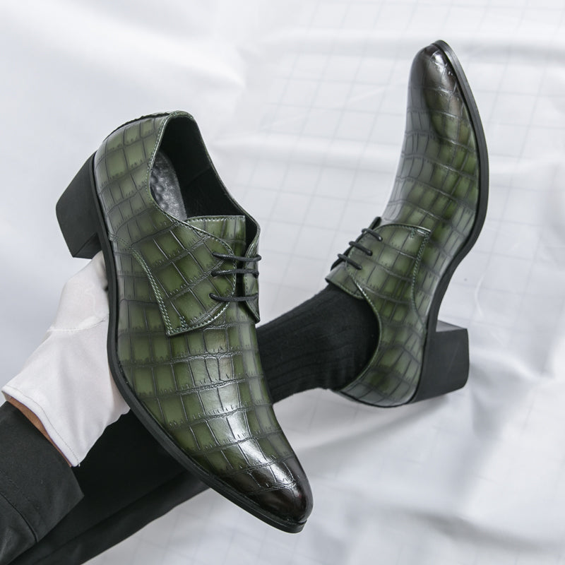Herrenschuhe mit hohen Absätzen aus Leder – Schnürschuhe für formelle Hochzeiten und Business | 2722