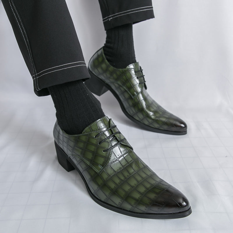 Herrenschuhe mit hohen Absätzen aus Leder – Schnürschuhe für formelle Hochzeiten und Business | 2722