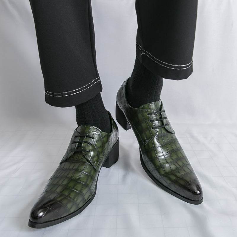 Herrenschuhe mit hohen Absätzen aus Leder – Schnürschuhe für formelle Hochzeiten und Business | 2722