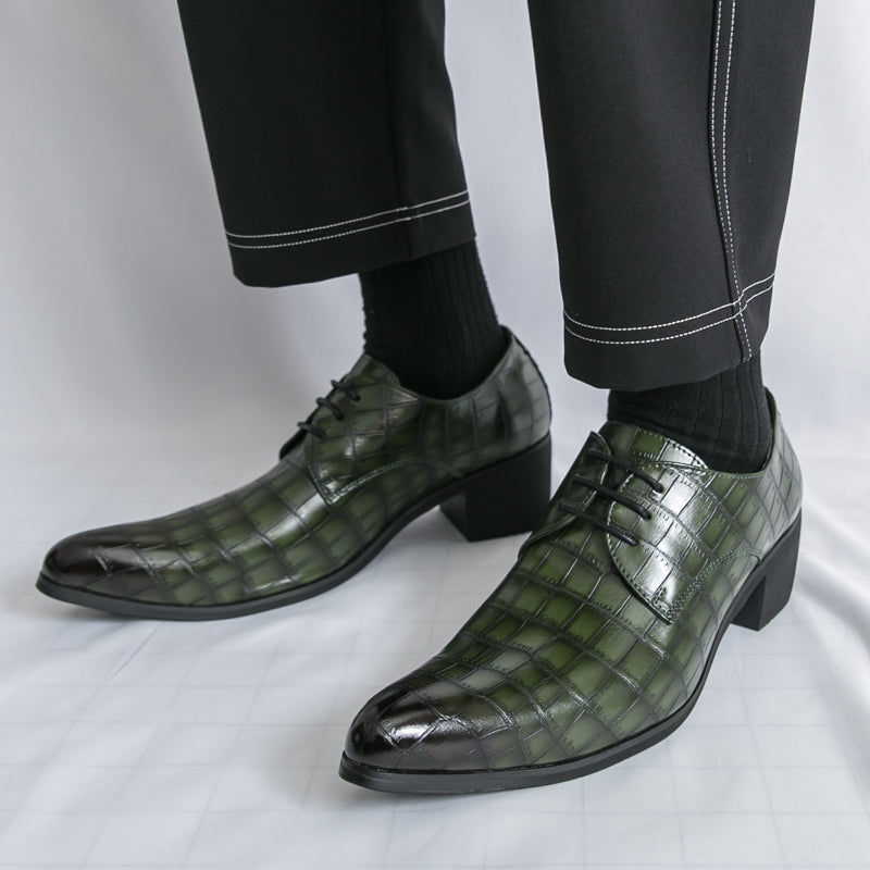 Herrenschuhe mit hohen Absätzen aus Leder – Schnürschuhe für formelle Hochzeiten und Business | 2722