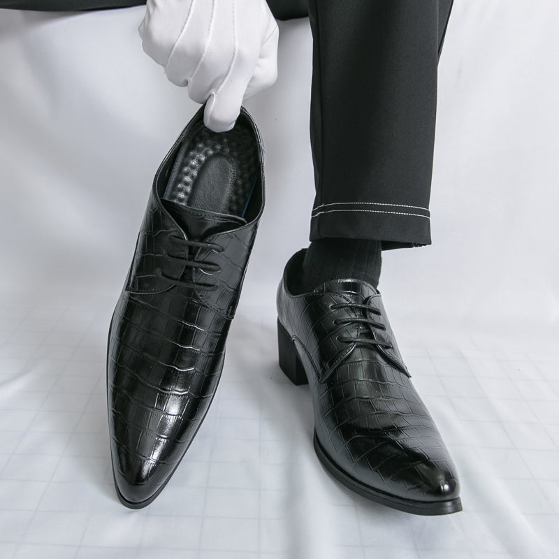 Herrenschuhe mit hohen Absätzen aus Leder – Schnürschuhe für formelle Hochzeiten und Business | 2722