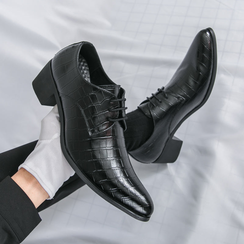 Herrenschuhe mit hohen Absätzen aus Leder – Schnürschuhe für formelle Hochzeiten und Business | 2722
