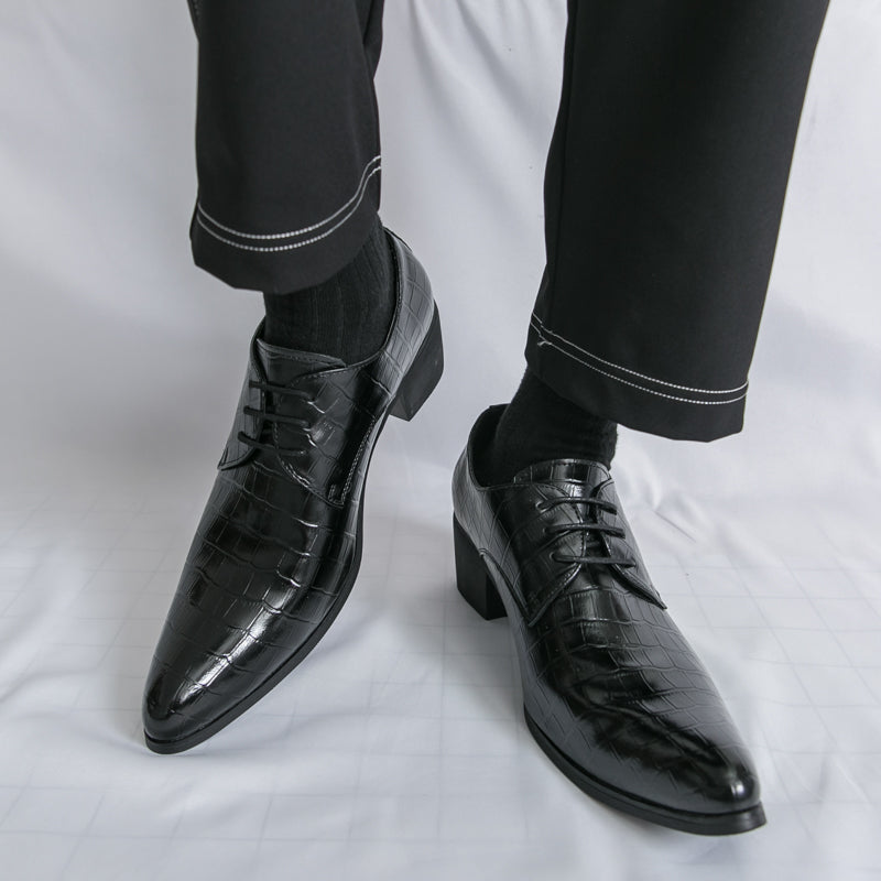 Herrenschuhe mit hohen Absätzen aus Leder – Schnürschuhe für formelle Hochzeiten und Business | 2722