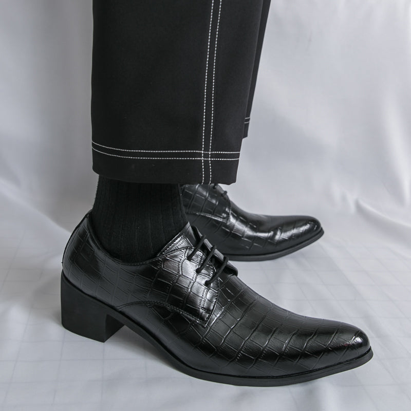 Herrenschuhe mit hohen Absätzen aus Leder – Schnürschuhe für formelle Hochzeiten und Business | 2722