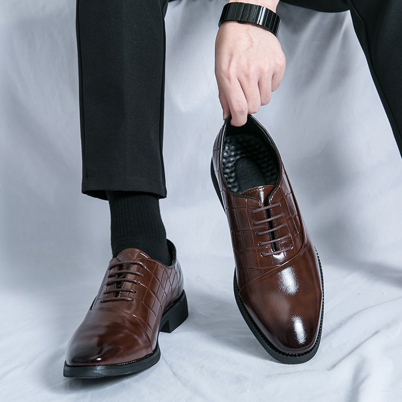 Business Formelle Lederschuhe Schnürschuhe Geprägte Patchwork-Modelle Schuhe | 8786