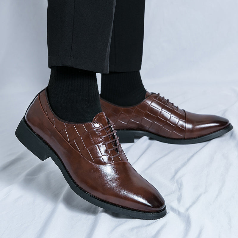 Business Formelle Lederschuhe Schnürschuhe Geprägte Patchwork-Modelle Schuhe | 8786
