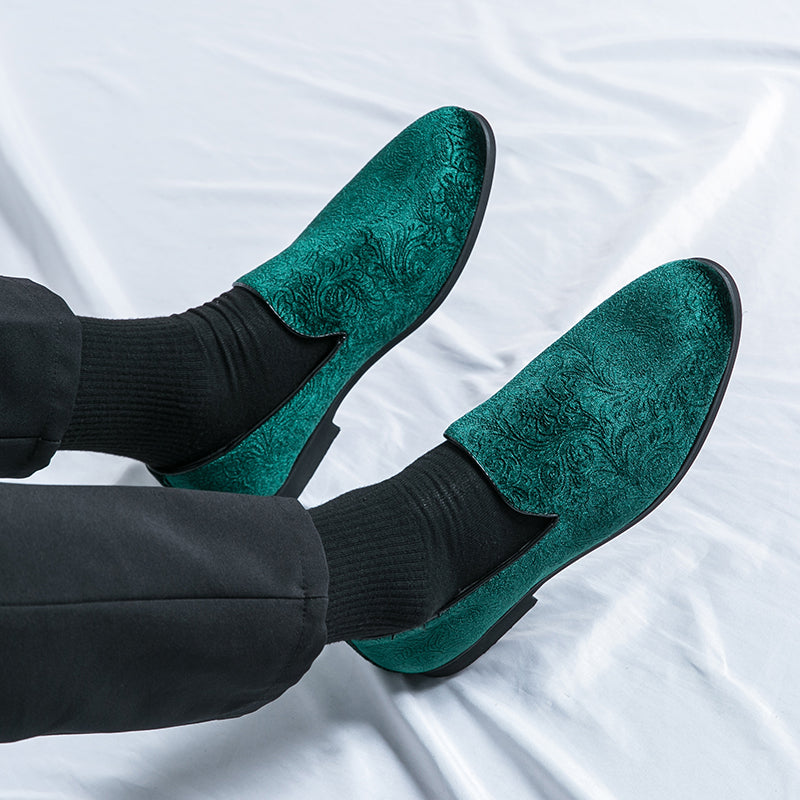 Herrenschuhe mit floralem Wildleder-Steigbügel und Cross Border-Lederschuhe in Übergröße | 2223