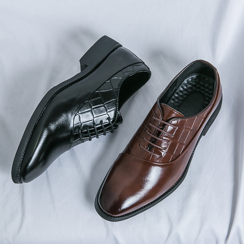 Business Formelle Lederschuhe Schnürschuhe Geprägte Patchwork-Modelle Schuhe | 8786