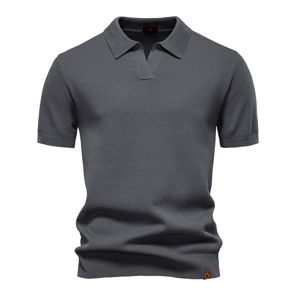 Herren-Poloshirt mit Ananas-Strickstruktur – 2025 Sommer-Kurzarmshirt mit entspannter Passform | PSD8025