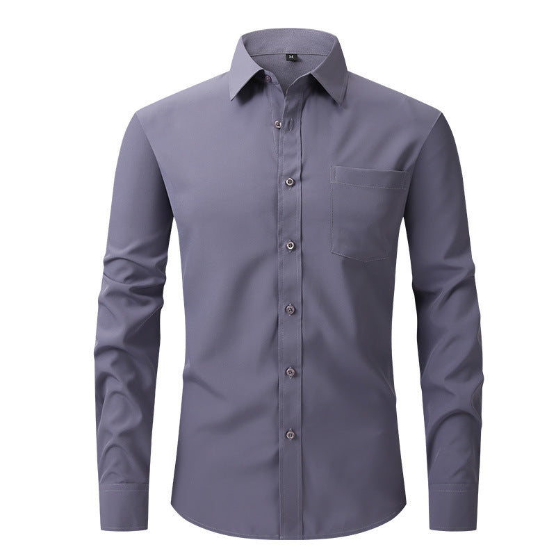 Herren Elastizität Formelles Hemd Langarm Hochzeit Slim Fit Bügelfreie Hemden Top | W7