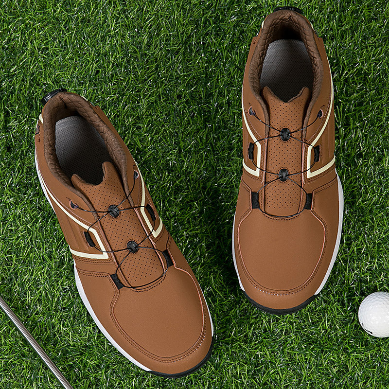 Herren Golfschuhe Schnellschnürung Leder Golf Training Anti-Rutsch-Sneaker | G160